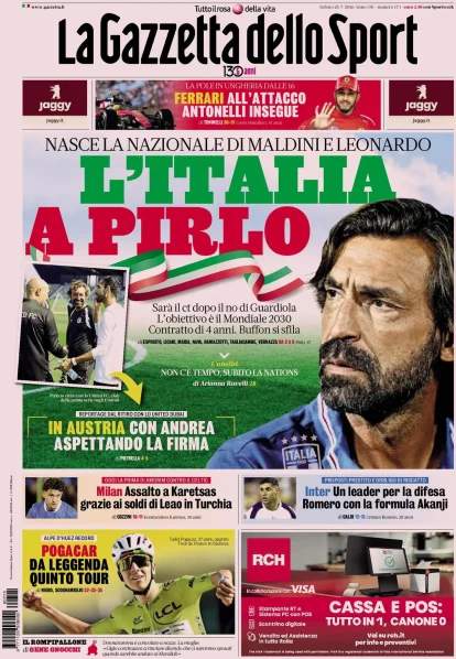 Andrea Pirlo asume la dirección de Italia tras el rechazo de Guardiola