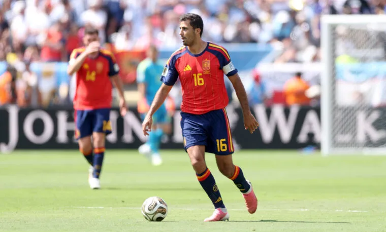 Rodri con la camiseta de la selección de España durante un partido de la Copa del Mundo 2026